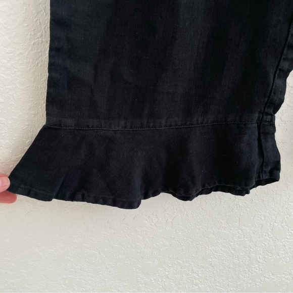 Flax Linen Pants Size S Ruffled Bloomers Capris Black Lagenlook Cottagecore - Picture 6 of 13